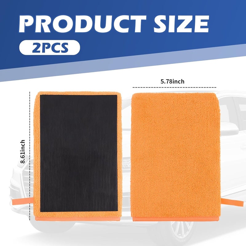 Figpade 2PCS Car Clay Mitt Auto Detailing,Soft Clay Bar Mitt for Cleaning Car Surfaces,Anti-Scratch Clays Mitts for Cars Detailings to Replace Traditional Clays Bar Cars Accessories (Orange/2PCS) - Image 2